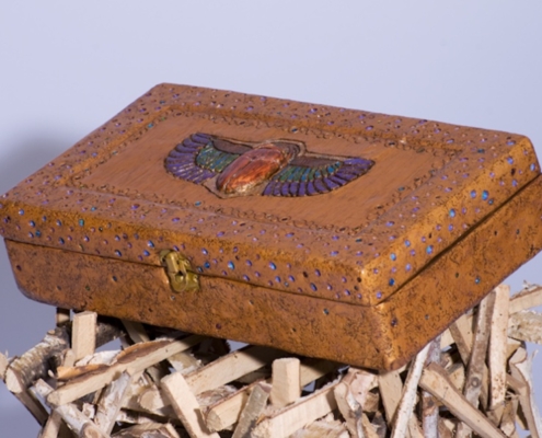 ancient egyptian golden box for essential oils