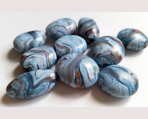 blue color sea pebbles imitation beads