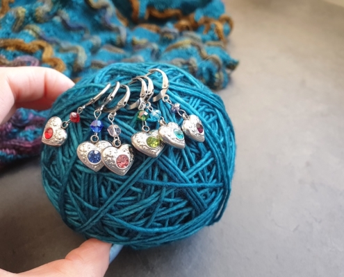 stitch markers heart silver
