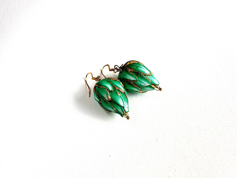 Green floral earrings