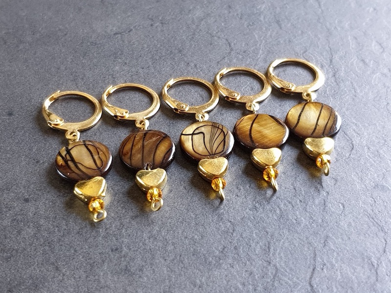 brown gold crochet knitting stitch markers