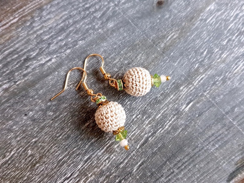 Crocheted earrings with moonstone bead