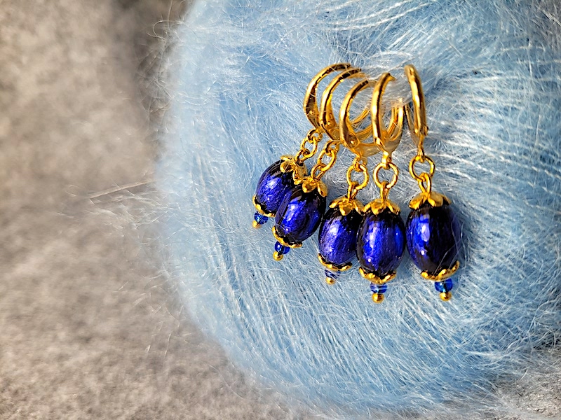 oriental blue knit & crochet stitch markers