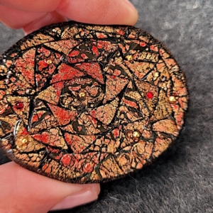 Mosaic red gold brooch oriental collection