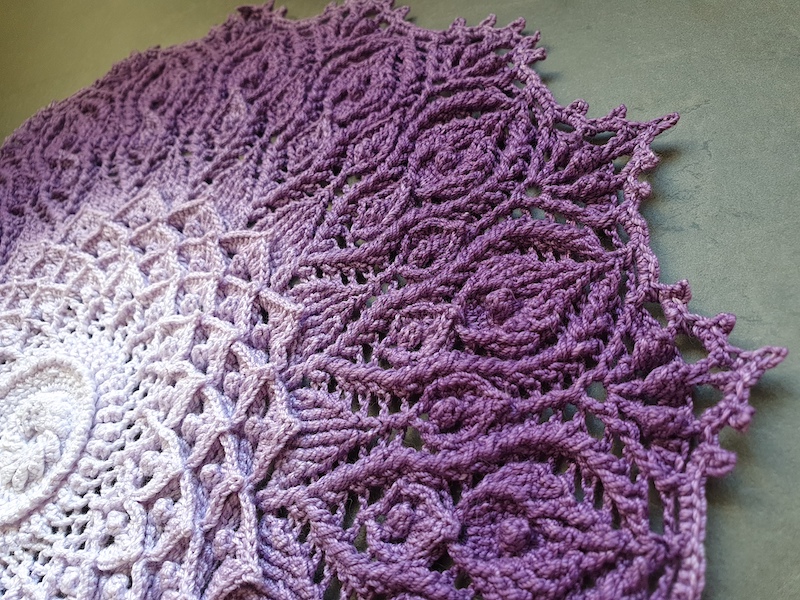 Purple gradient 3D textured cotton mandala doily