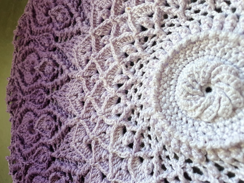 Purple gradient 3D textured cotton mandala doily
