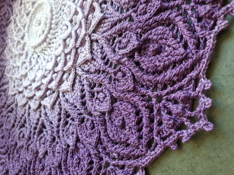 Purple gradient 3D textured cotton mandala doily