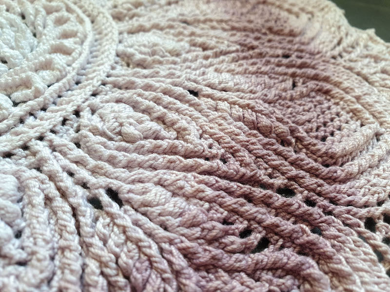 Vintage rose gradient 3D textured cotton mandala doily